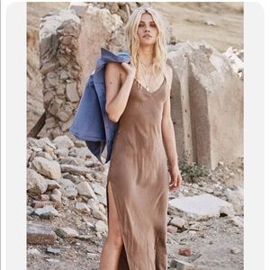 NWOT Spell & the Gypsy Collective Designs Cabin Love Silk Slip Dress Tan S
